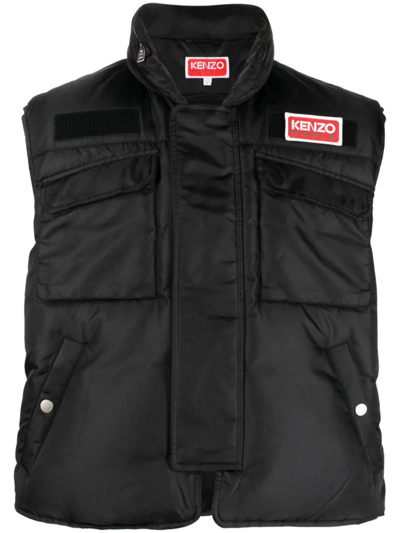 Kenzo Padded Gilet With Logo Application In Black