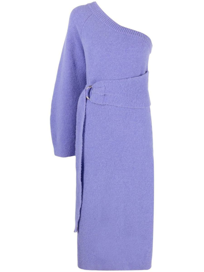 Nanushka One-sleeve Knitted Midi Dress In Lilac