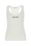 Palm Angels Logo-embroidered Ribbed Tank Top In White