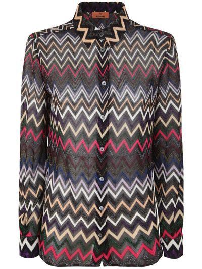 Missoni Zigzag-pattern Long-sleeved Shirt In Multicolor