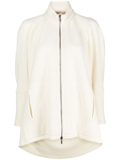 Gentryportofino Knit Full Zipped Jacket In White