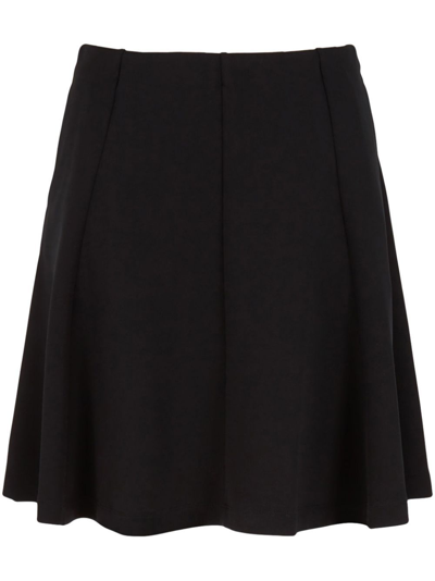 Emporio Armani Barathea-wool Flared Skirt In Navy Blue