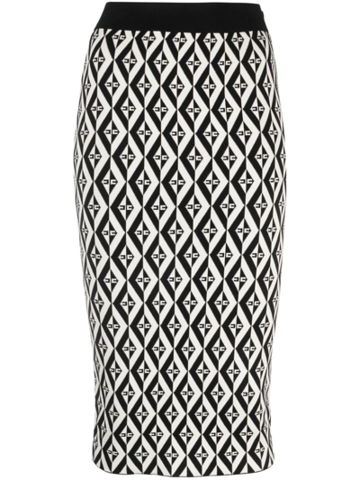 Elisabetta Franchi Geometric-pattern High-waisted Skirt In Black
