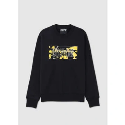 Versace Jeans Couture Logo Printed Crewneck Sweatshirt In Black