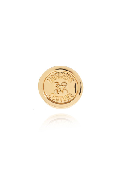 Moschino Debossed-logo Sovereign Ring In Gold