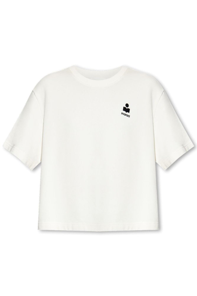 Isabel Marant Étoile Logo Printed Short Sleeved Sweatshirt In White