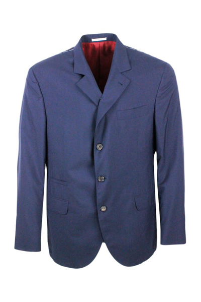 Brunello Cucinelli Single Breasted Tailored Blazer In Blue