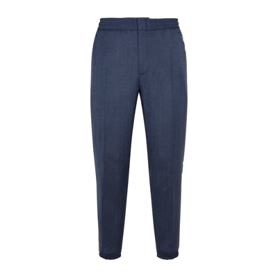 Berluti Zip Detailed High Waist Pants In Blue