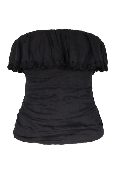 Isabel Marant Orma Sleeveless Ruffled Top In Black