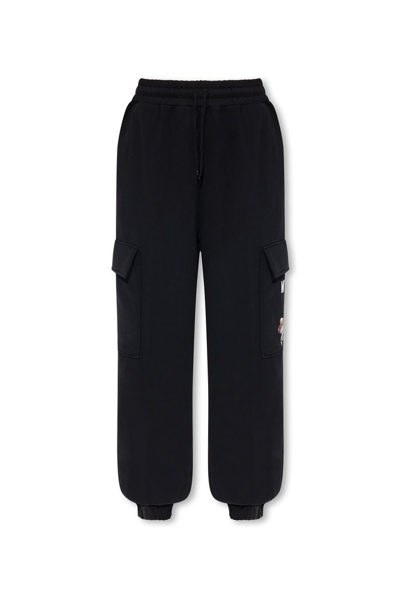 Moschino Teddy Bear Printed Tapered Leg Track Pants In Black