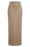Jw Anderson Side-slit Knit Midi Tube Skirt In Fawn