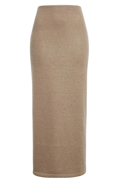 Jw Anderson Side-slit Knit Midi Tube Skirt In Fawn