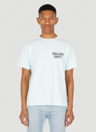 Gallery Dept. Gallery Dept Mens Baby Blue Souvenir Logo-print Cotton-jersey T-shirt In Light Blue