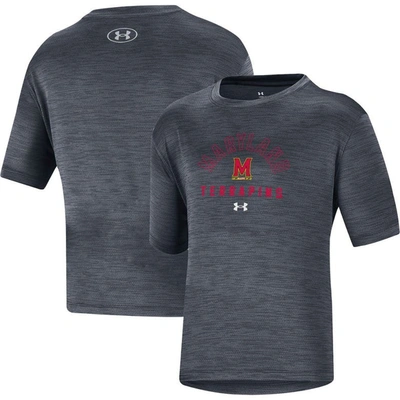 UNDER ARMOUR YOUTH UNDER ARMOUR HEATHER BLACK MARYLAND TERRAPINS VENT TECH MESH PERFORMANCE T-SHIRT
