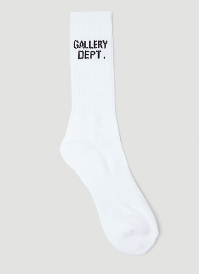 Gallery Dept. Clean Logo-jacquard Ribbed Recycled Cotton-blend Socks In White