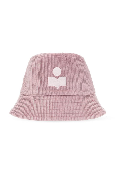 Isabel Marant Haley Logo Embroidered Corduroy Bucket Hat In Purple