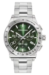 Ferragamo 1927 Chronograph Bracelet Watch, 42mm In Steel/green