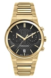 Ferragamo Sapphire Chronograph Bracelet Watch, 41mm In Black/gold