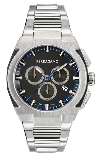 Ferragamo Supreme Chronograph Bracelet Watch, 43mm In Stainless Steel