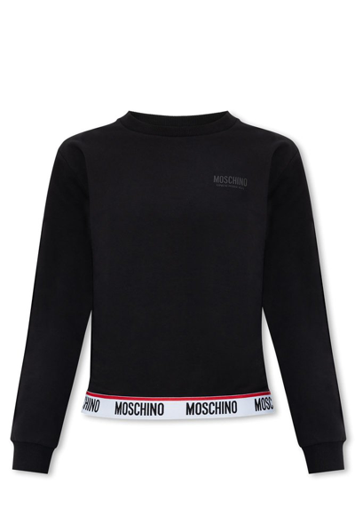 Moschino Logo Printed Strap Sweatshirt In Black