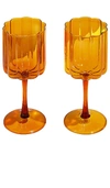 Fazeek Two Wave Wine Glasses In Burnt Orange