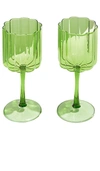 Fazeek Two Wave Wine Glasses In Green