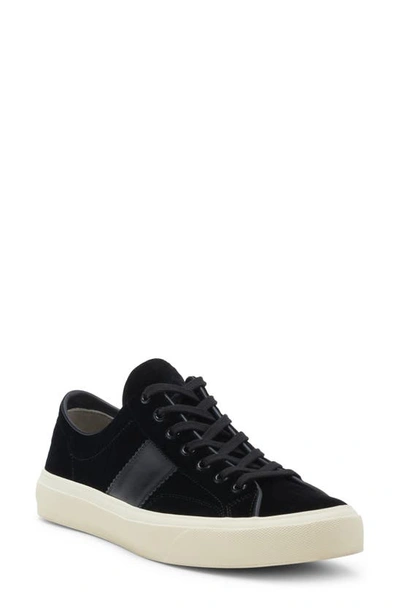 Tom Ford Low Velvet Sneakers In Black_cream