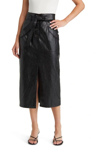 Rails Edem Crinkled Faux Leather Midi Skirt In Black