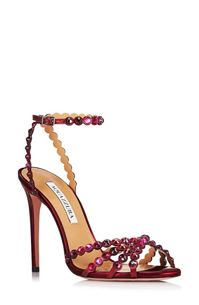 Aquazzura 105mm Tequila Leather Sandals In Red