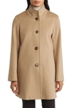 Fleurette Dawn Stand Collar Wool Car Coat In Camel