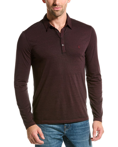 John Varvatos Marty Burnout Polo Shirt In Burgundy
