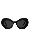Loewe Curvy Logo Acetate Oval Sunglasses In Black Smoke