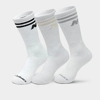 Finishline New Balance Varsity Stripe Crew Socks (3-pack) In White