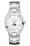 Balmain Women's Swiss Be  Moonphase Diamond (1/20 Ct. T.w.) Stainless Steel Bracelet Watch 33mm In Stainless Steel
