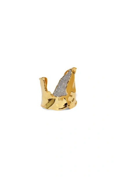 Alexis Bittar Solanales Crystal Folded Cuff Bracelet In Gold