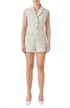 Endless Rose Women's Sleeveless Tweed Suited Romper In White/gold