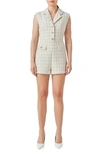 Endless Rose Women's Sleeveless Tweed Suited Romper In White Gold