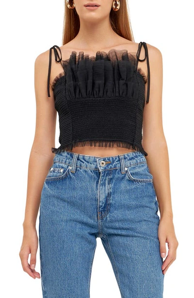 Endless Rose Women's Tulle Cropped Top In Black
