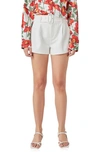 Endless Rose Women's Belted Mini Shorts In White