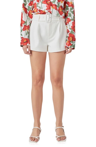 Endless Rose Women's Belted Mini Shorts In White