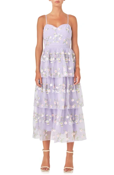 Endless Rose Women's Floral Layered Midi Dress In Lilac Multi