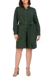 Foxcroft Rocca Long Sleeve Corduroy Shirtdress In Dark Green