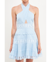 Endless Rose Women's Halter Neck Lace Trim Dress In Powder Blue
