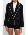 English Factory Rickrack Edge One-button Blazer In Black/white