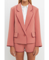 English Factory Rickrack Edge One-button Blazer In Dusty Rose