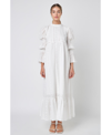 English Factory Embroidered Swiss Dot Maxi Dress In White