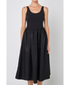 Grey Lab Mixed Media Midi Dress In Black
