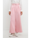 English Factory Satin Wide Leg Ankle Pants In Pink