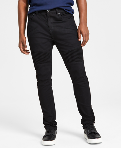 Inc International Concepts Men's Skinny-fit Black Moto Jeans, Created For Macy's In Deep Black Wash