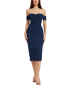 Dress The Population Bailey Off The Shoulder Body-con Dress In Navy